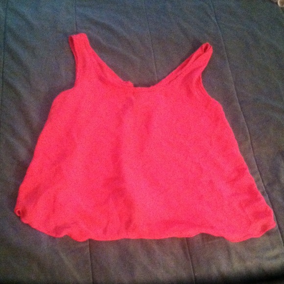 Hot pink half tank top with zipper up the back