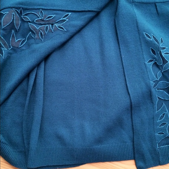 π»NWT SUSAN GRAVER BEAUTIFUL TEAL TWIN SWEATER SET - Picture 3 of 4