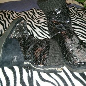 Victoria Secret Pink boots black/silver sequin