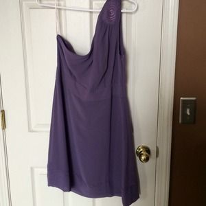 One shoulder purple dress with shoulder detail
