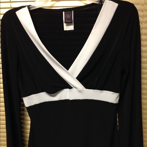 Black and white color block dress shirt