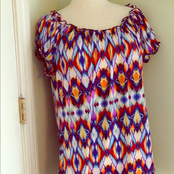 Tops - Plus Size Woman's Top, purple blue and orange 2X