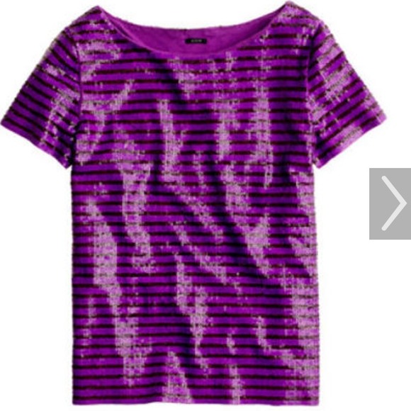 sold- jcrew purple striped sequin top size xs