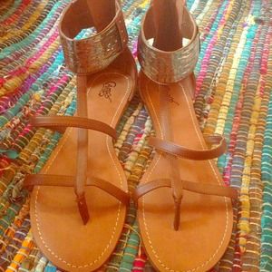 Gladiator Sandals with gold ankle plates