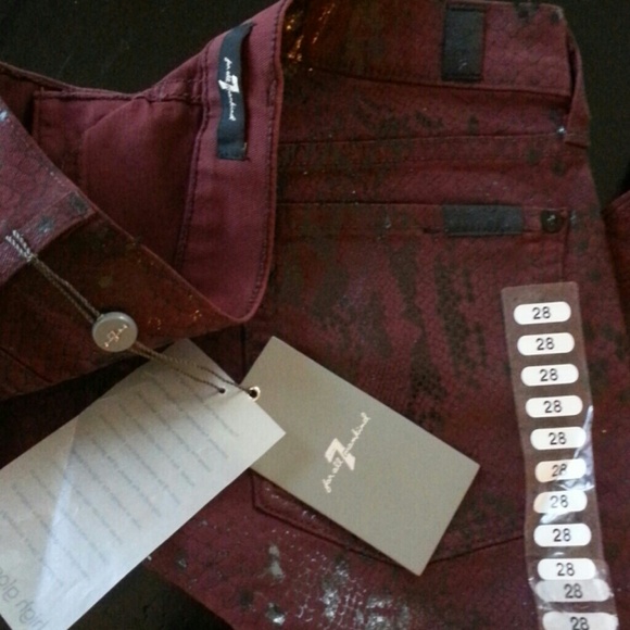 7 For All Mankind Snake Reptile Shiny Jeans Pants - Picture 2 of 4