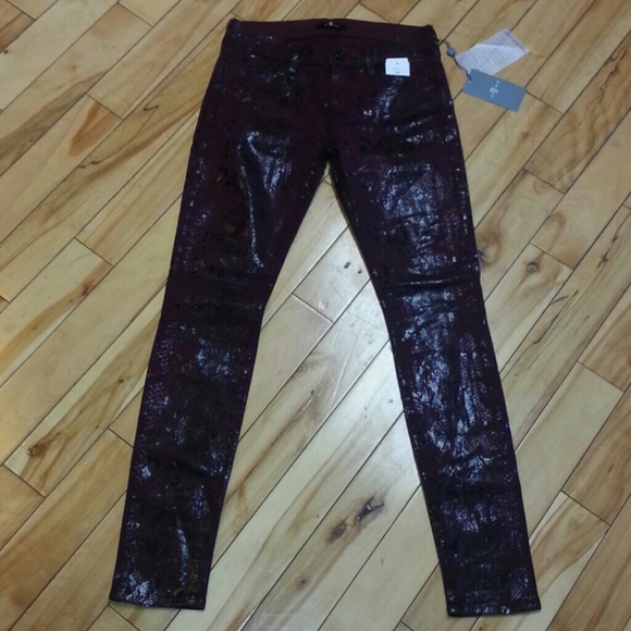 7 For All Mankind Snake Reptile Shiny Jeans Pants - Picture 3 of 4