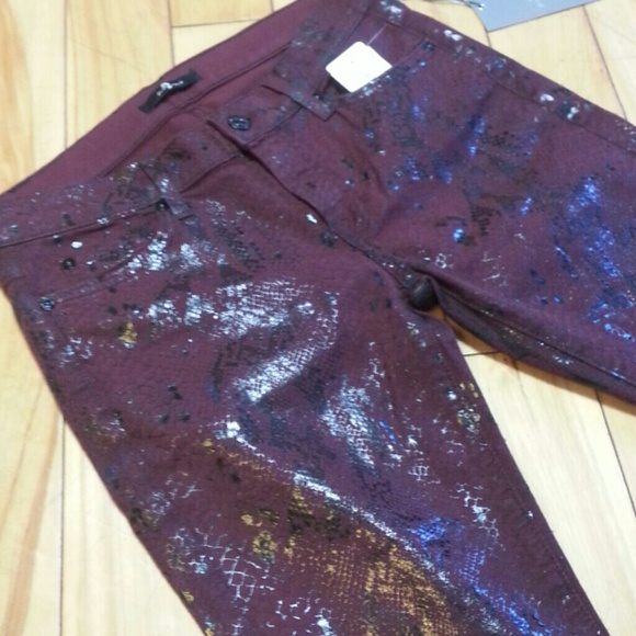 7 For All Mankind Snake Reptile Shiny Jeans Pants - Picture 4 of 4