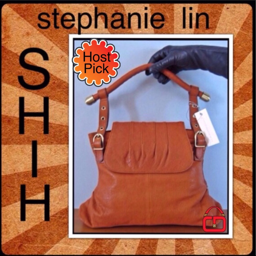 SHIH stephanie lin Brown leather shoulder tote New