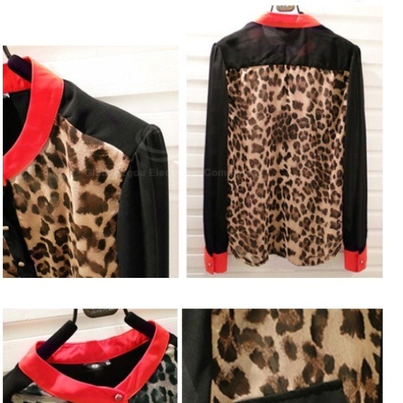 *FLASH SALE* Black, Red and Leopard Blouse, Size M - Picture 3 of 3