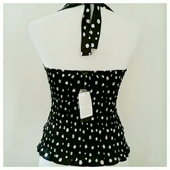 Silk Polka-Dot Halter Top - Picture 2 of 4