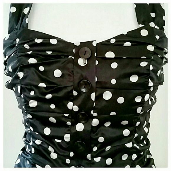 Silk Polka-Dot Halter Top - Picture 3 of 4