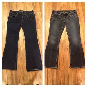 Silver Aiko boot cut jeans.