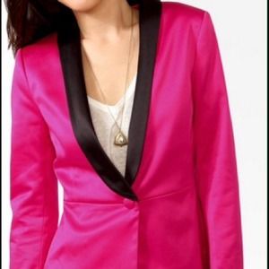 Forever 21 Jackets & Coats - Pink Satin Blazer Black Lapels S/Bulldog sweater Forever 21 Jackets & Coats - Pink Satin Blazer Black Lapels S/Bulldog sweater