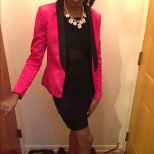 Forever 21 Jackets & Coats - Pink Satin Blazer Black Lapels S/Bulldog sweater Forever 21 Jackets & Coats - Pink Satin Blazer Black Lapels S/Bulldog sweater