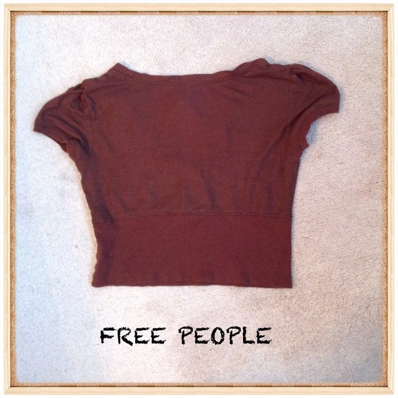 #180 🌻🌻FREE PEOPLE BROWN CROP TOP - Picture 2 of 3