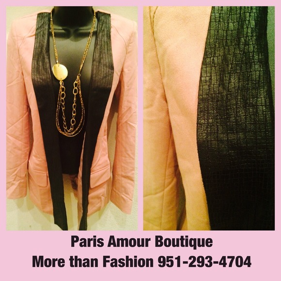 Leather trim blazer