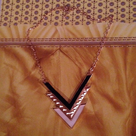 Black,White and Gold Chevron Necklace