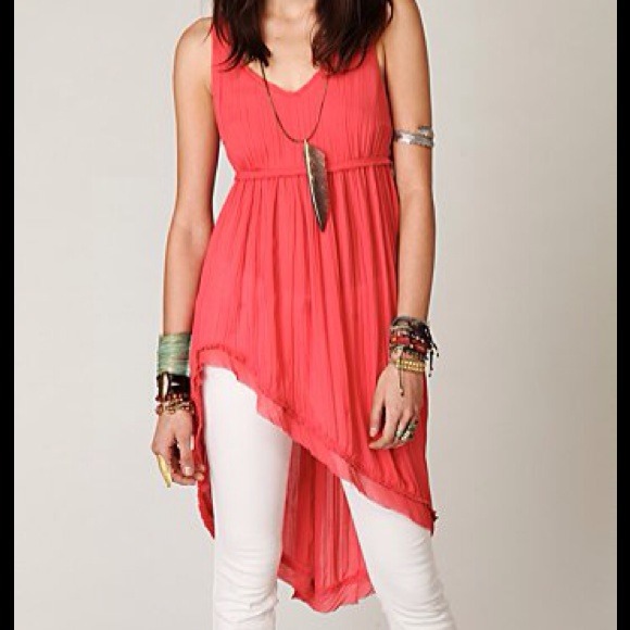 Free People Sleeveless Hi Low Tunic in Guava - Picture 4 of 4