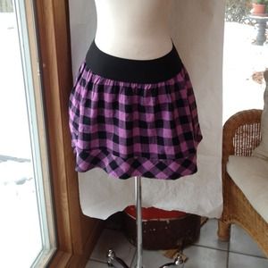 Purple black flannel mini skirt