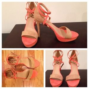 JustFab coral & tan platform sandals size 7.5 NWOT