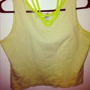 Neon green striped cropped top