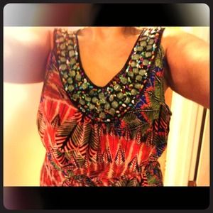 Valerie Stevan's beaded dress multi colored