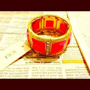 Gold & Fushcia Stretch Rhinestone bracelet