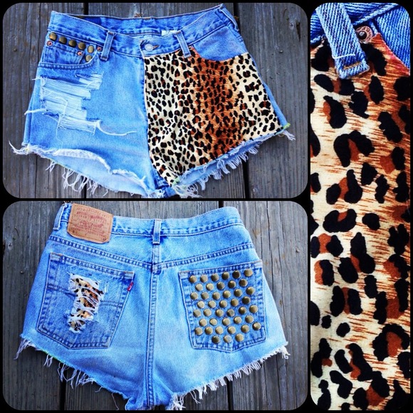 Cheetah studded high waisted shorts