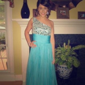 Teal prom dress