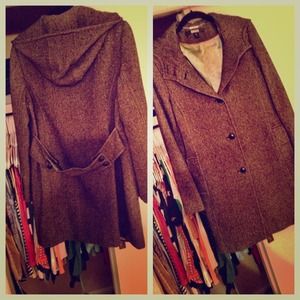 Grey DKNY Coat with hood