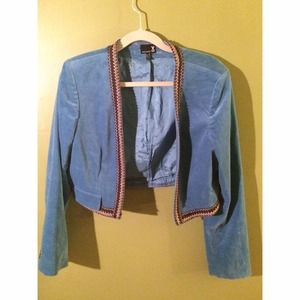 SOLD VINTAGE teal velvet cropped blazer!