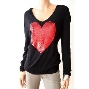 WILDFOX Red Sequin Heart Sweater | BRAND NEW