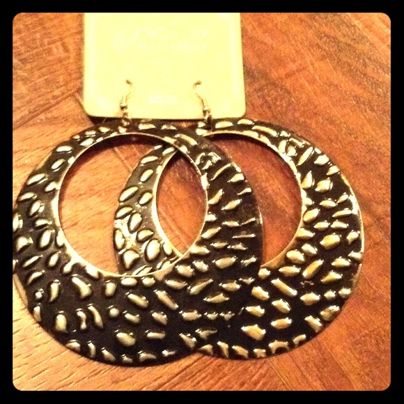 Metal and Black Earrings