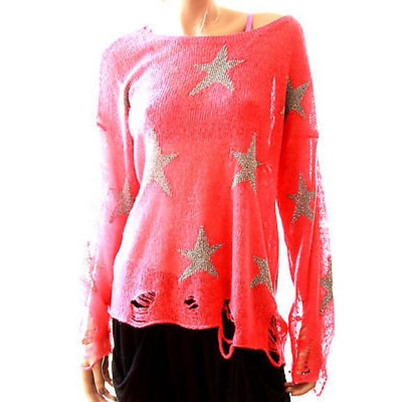 WILDFOX Coral Sweater | Tinsel Stars | BRAND NEW