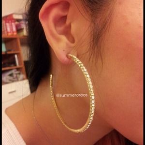 Large 14K Gold-Plated Hoop Earrings with Swarovski