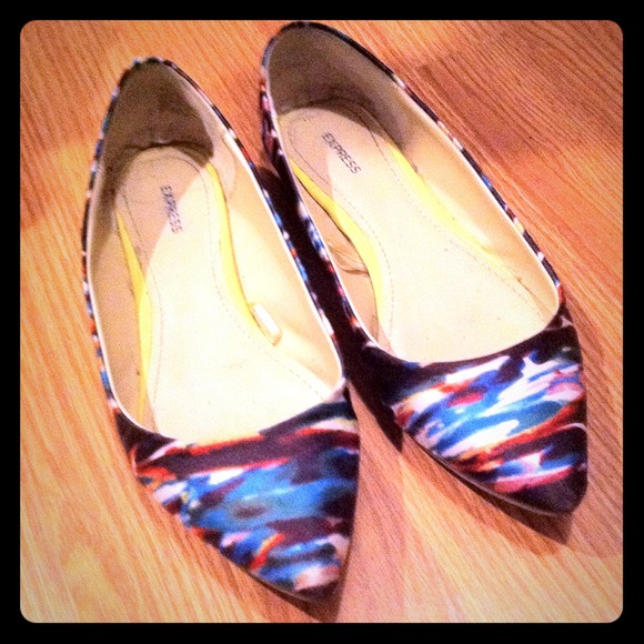 Express Multi Color Pointy Toe Flats