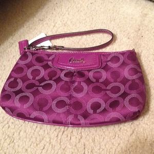 Purple Coach "C" Wristlet