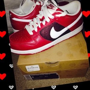 Nike dunk low -- red with glitter accents