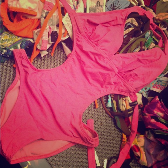 Pink one piece bathing suit