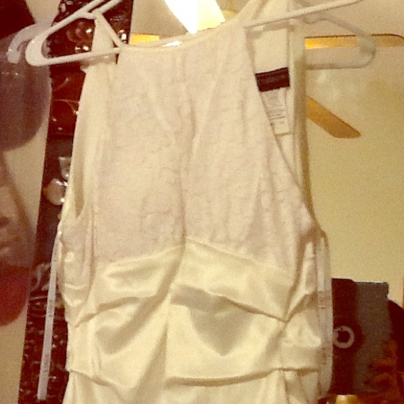 White mini dress with lace upper bodice