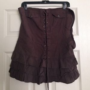 F21 BROWN RUFFLE TUBE TOP