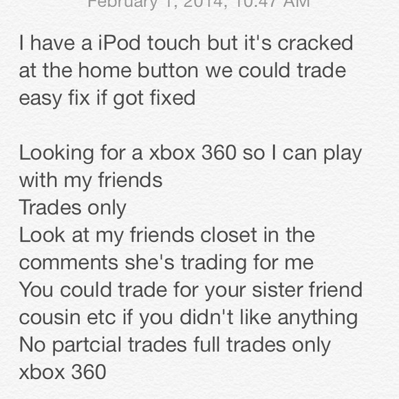 Trade an iPod for xbox or ipad