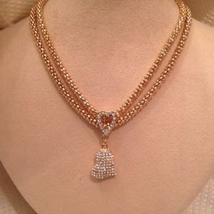 Gold chain necklace with CZ heart