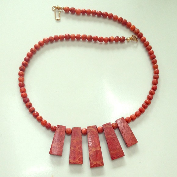 Red costume jewelry necklace