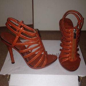 Burnt orange Anne Michelle strap heels