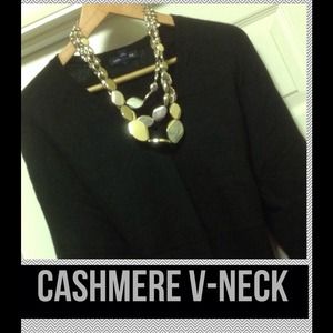 Black Cashmere V- neck Sweater