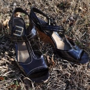 Dark Brown Straw Heels