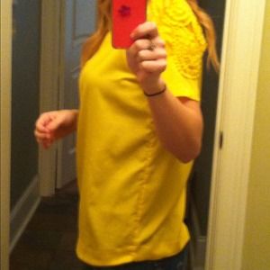 Yellow Zara top with detail on one shoulder