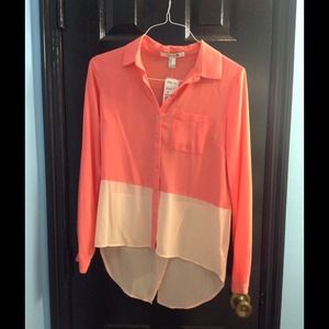 High low button down blouse