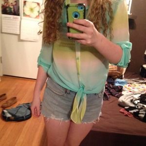 Ombré Chiffon Tie Shirt